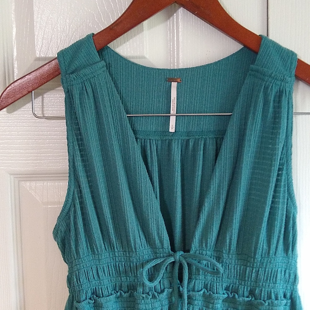 Free People Teal Beach Bound plunge Tank size Small - Picture 4 of 9